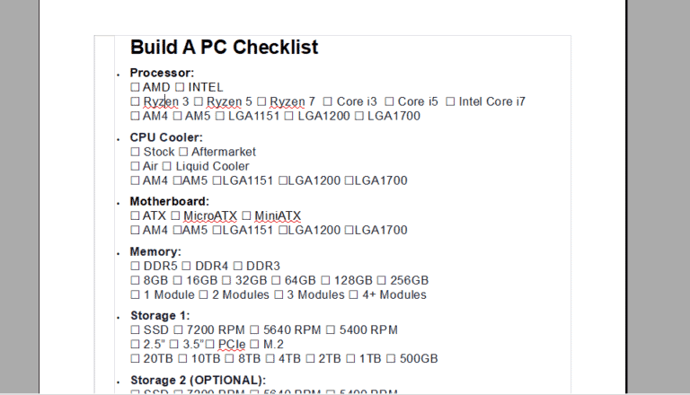 Build A PC Checklist: Essential Steps for Your Custom Build