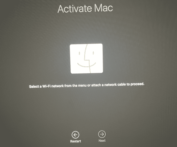 Select Wi-Fi network when activating Mac Error