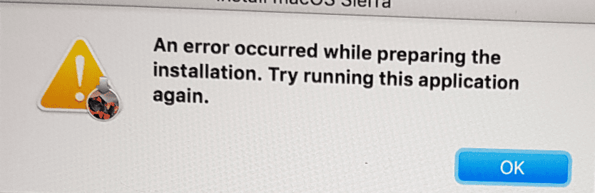 Error has occurred while preparing installation