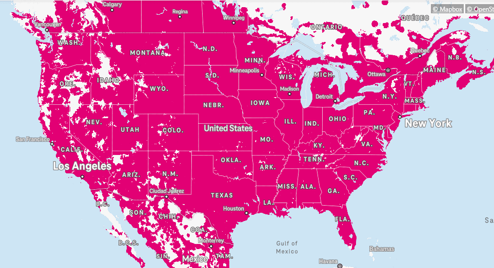 T Mobile Carrier Coverage Map 