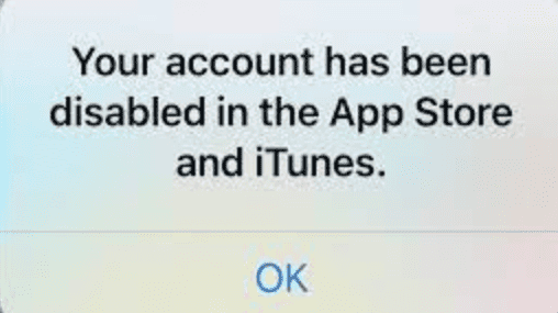 Account disabled in itunes and app store