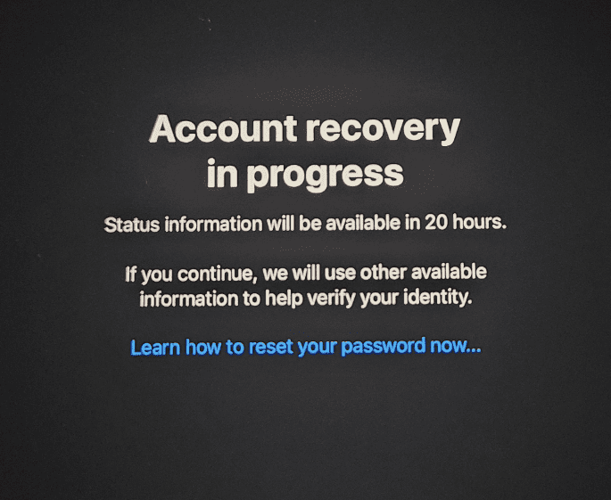 Apple Account Recovery in progress