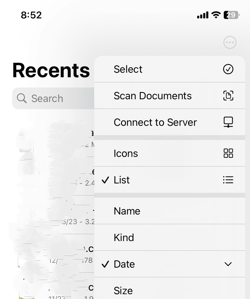 How To Scan Documents On iPhone 3 File Menu
