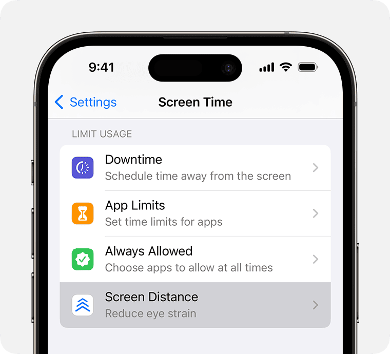 iPhone Screen Distance Setting