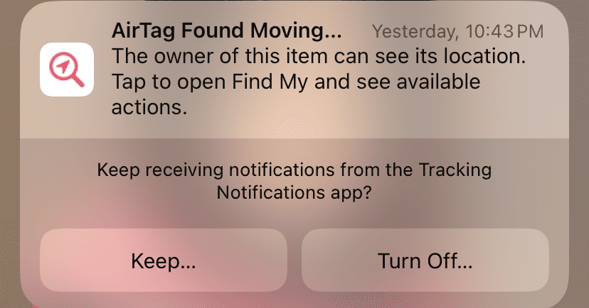 airtag found moving with you