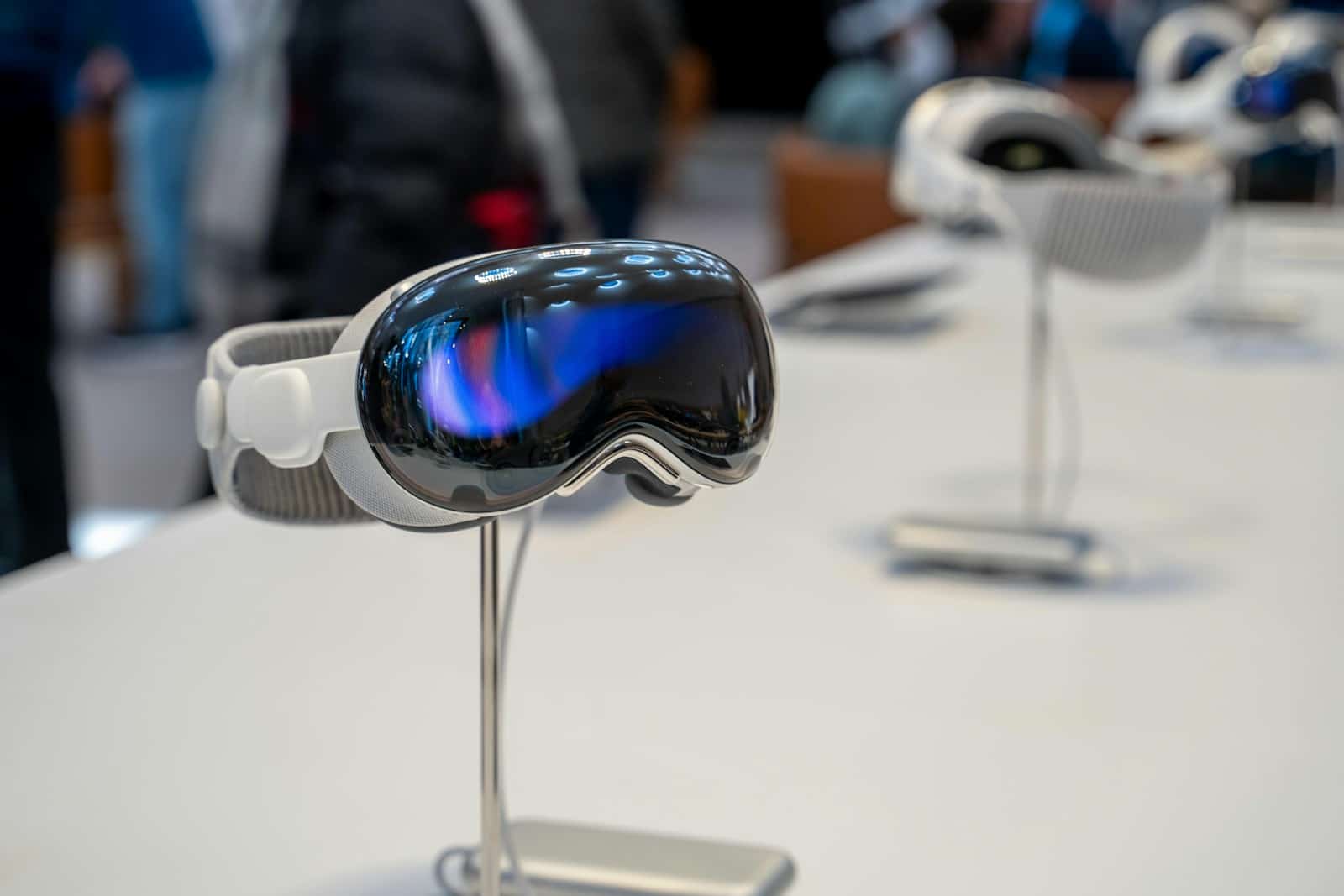 a pair of goggles sitting on top of a table