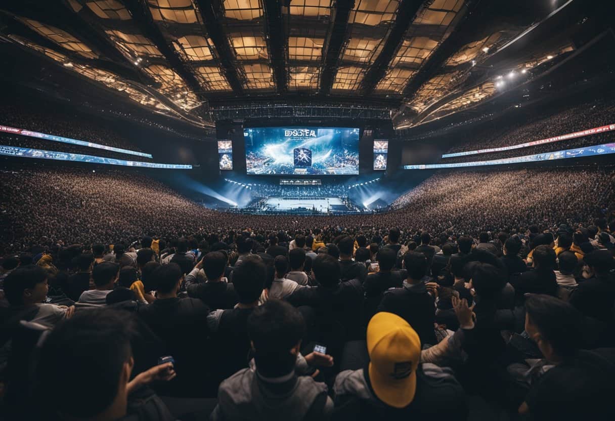The bustling crowd fills the stadium, banners wave, and cheers erupt as the Dota 2 International tournament brings a surge of economic impact