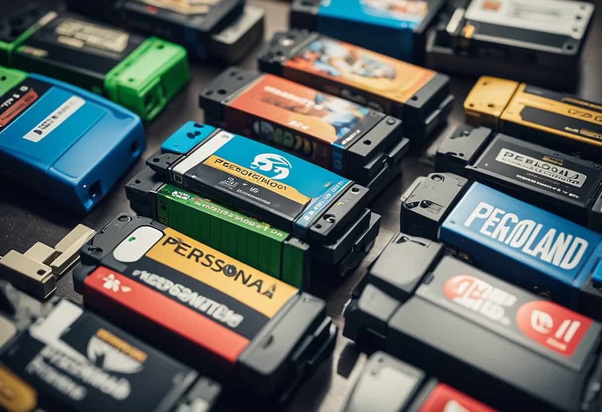 A stack of video game cartridges labeled "Persona 3 Reload" sits next to a Nintendo Switch console, with other titles and future projects scattered around