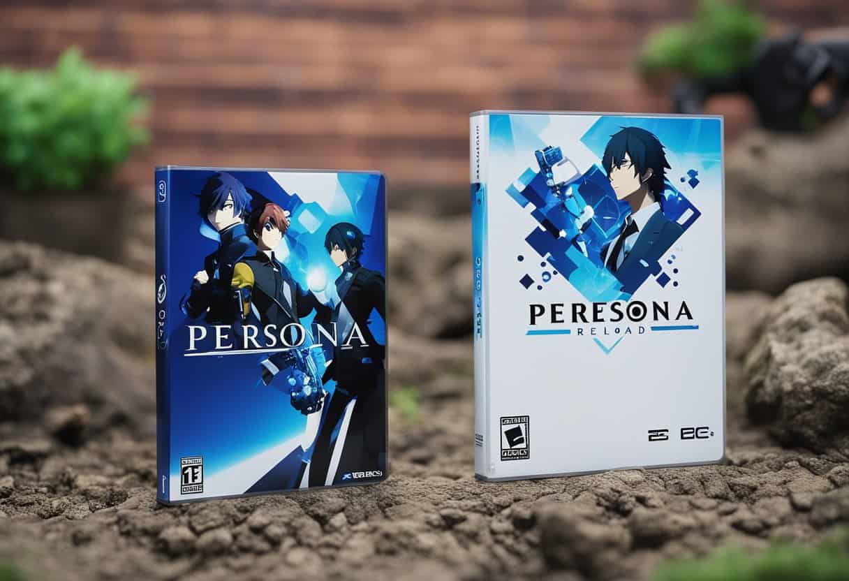 The scene shows two different editions of the video game "Persona 3 Reload." One edition is the standard version, while the other is the collector's edition, which includes additional merchandise such as artbooks, soundtracks, and figurines. The collector