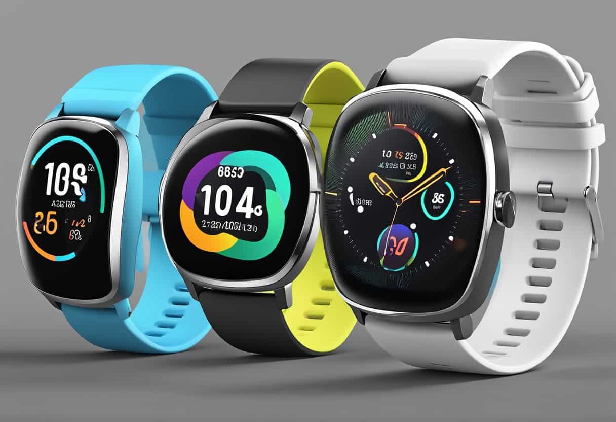 A sleek smartwatch with a vibrant touchscreen display and a durable stainless steel case, featuring advanced fitness tracking and heart rate monitoring capabilities