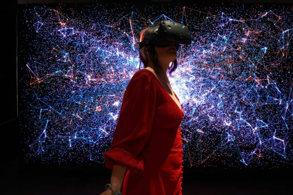 Woman Wearing a VR Headset