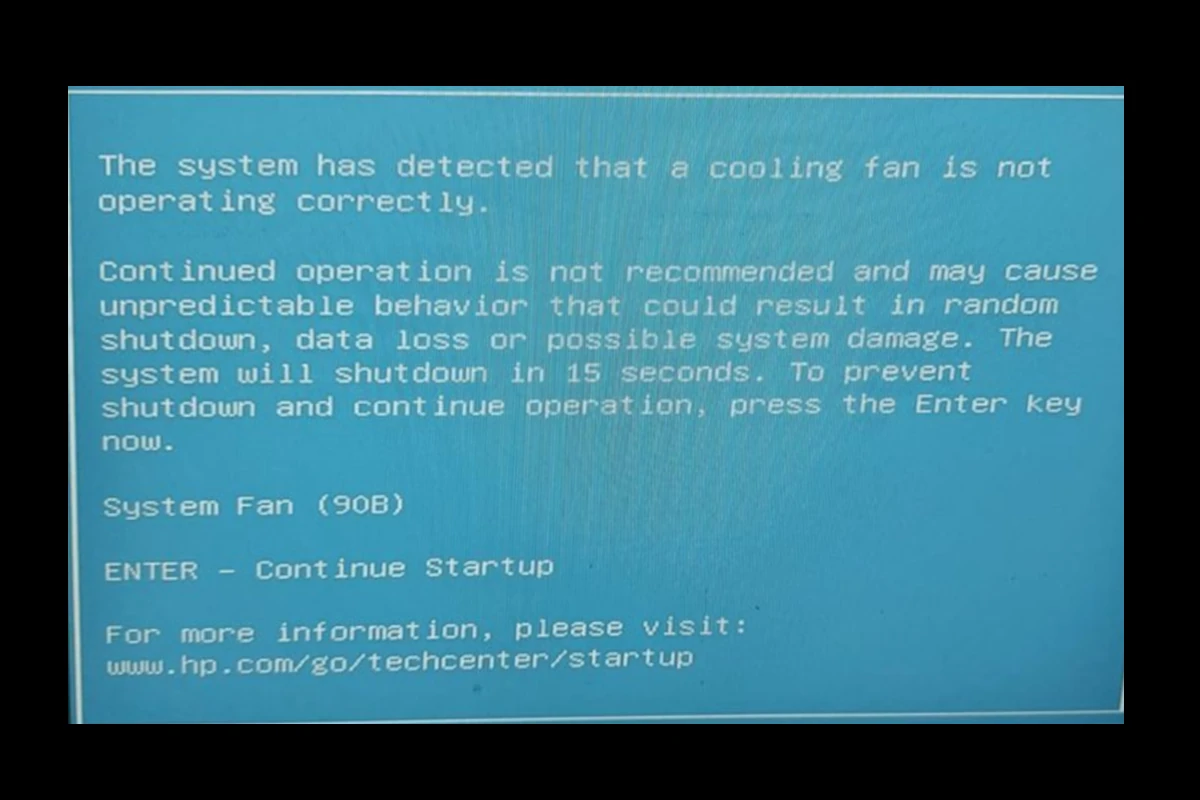System Detected Cooling Fan Is Not Operating Correctly