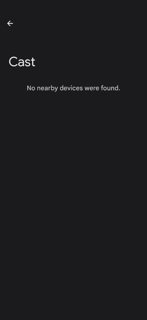 No nearby devices were found error