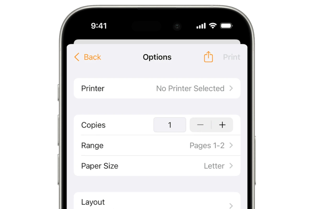 iPhone Printer Options