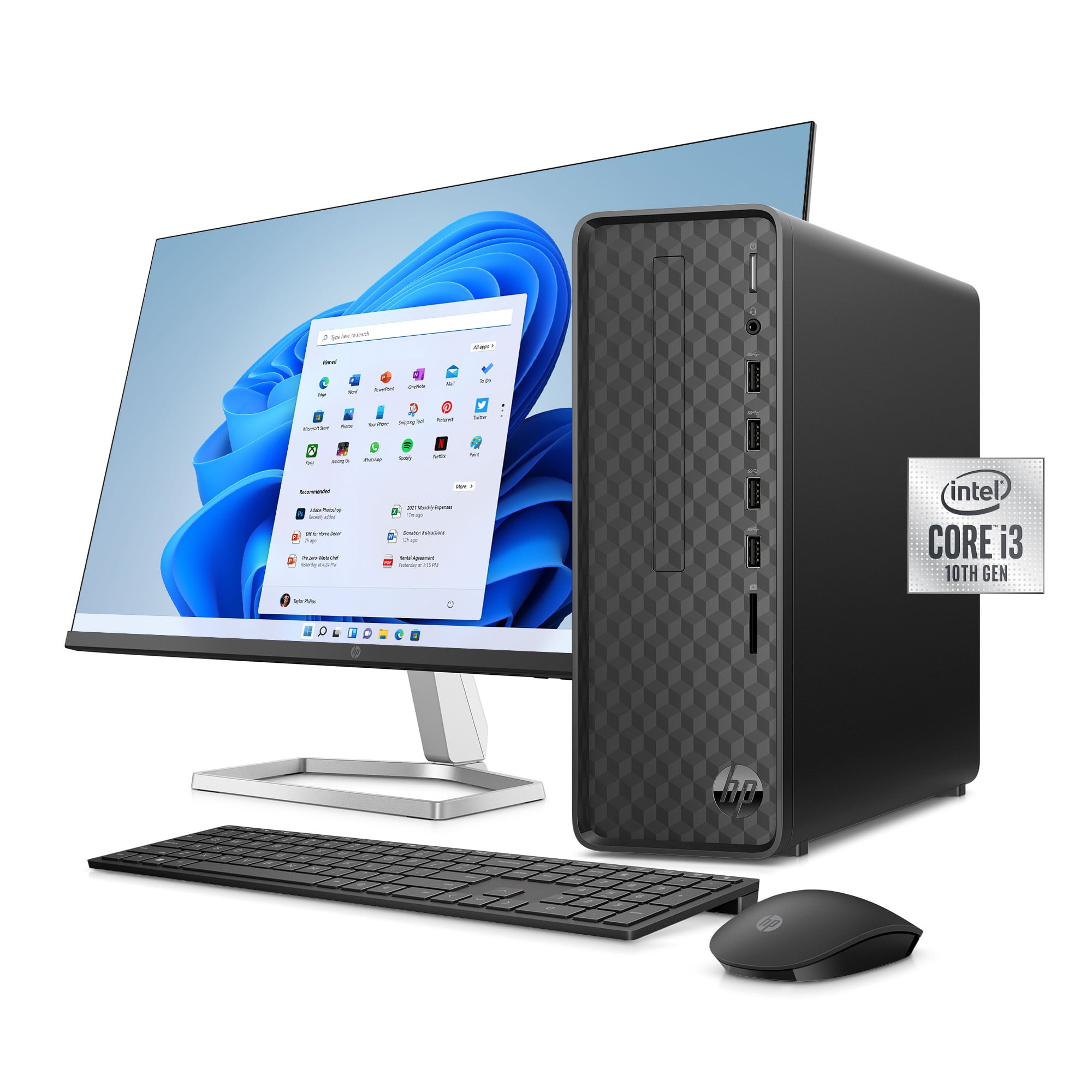 List of HP Product Lines: Overview & Categories 4 HP Slim 27" Desktop Bundle, Intel Core i3-10105, 8GB RAM, 256GB SSD, Dark Black, Windows 11 Home, S01-pF2003wb, M27fe
