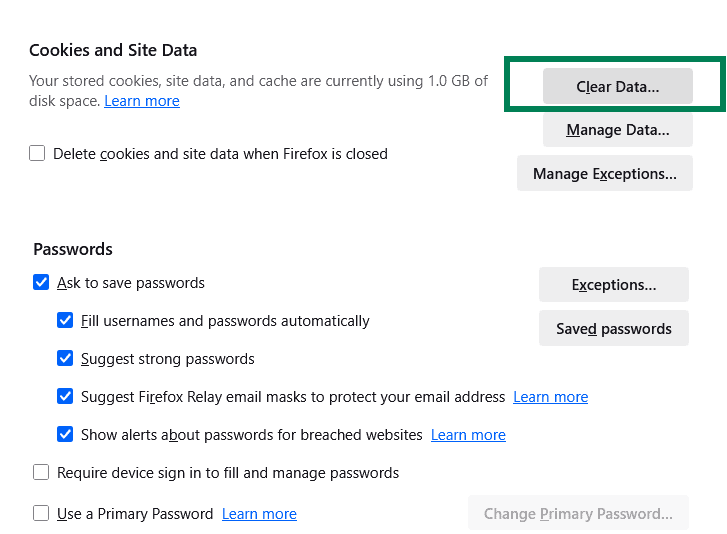 How to Clear Your Browser Cache and Cookies 8 firefox cookies site data