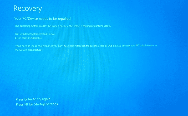 operating system couldnt be loaded