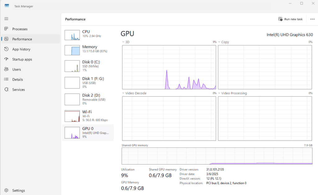 task manager gpu usage