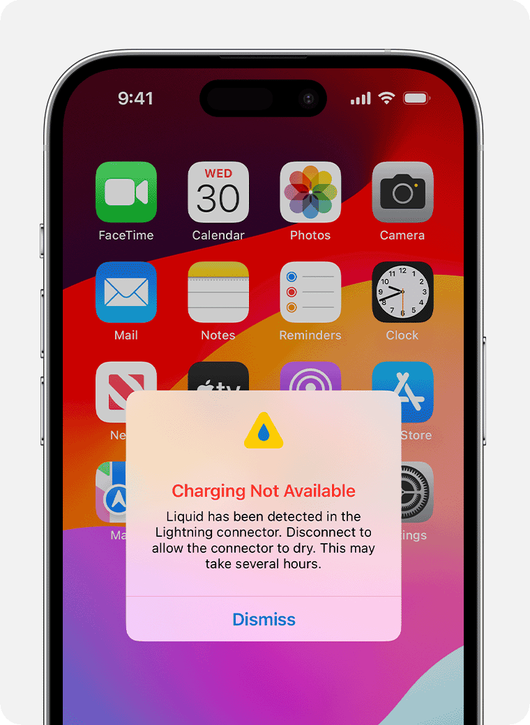 If you see a liquid-detection alert on your iPhone - Apple Support